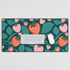 Strawberry Fields - Teal Green & Red Desk Mat Gallery Image 1