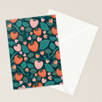Strawberry Fields - Teal Green & Red Stationery Card Gallery Image 2