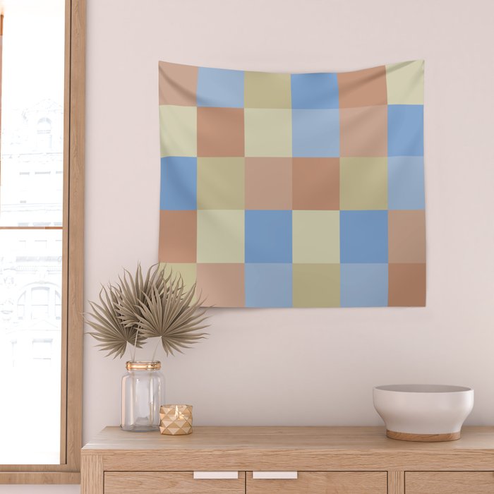 Bold Muted Checks Pattern - Large VII Wall Tapestry Gallery Image 2