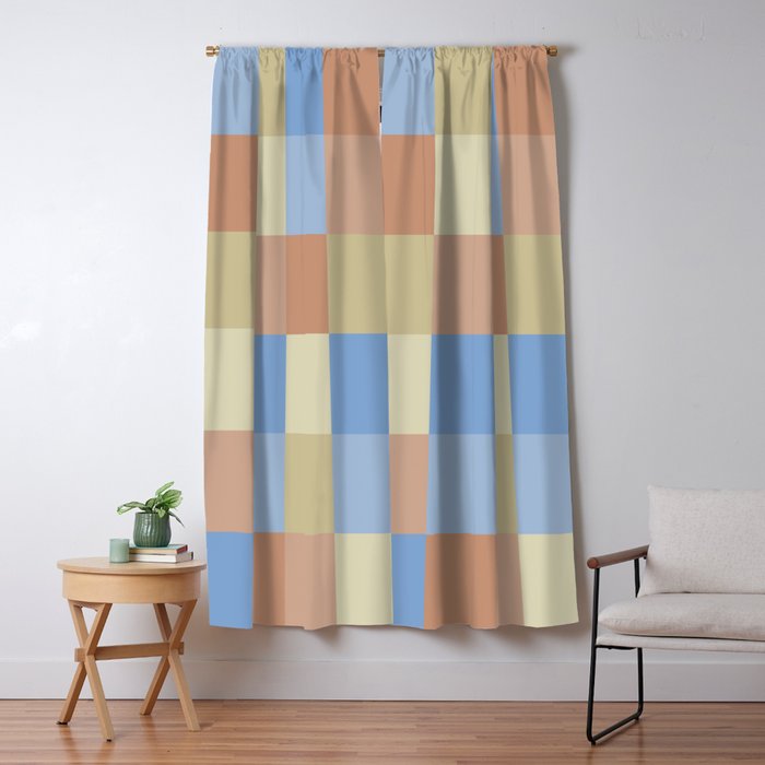 Bold Muted Checks Pattern - Large VII Window Curtain Gallery Image 1
