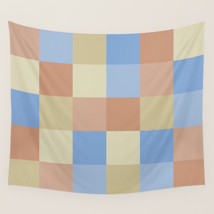 Bold Muted Checks Pattern - Large VII Wall Tapestry Gallery Image 4