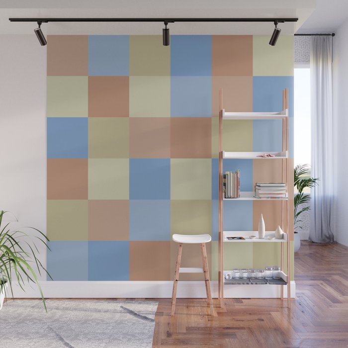 Bold Muted Checks Pattern - Large VII Wall Mural Gallery Image 1