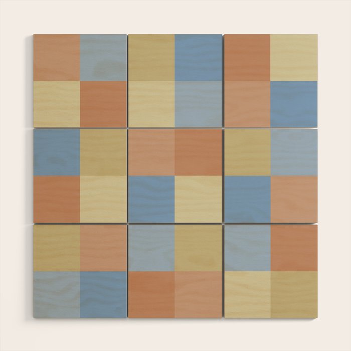 Bold Muted Checks Pattern - Large VII Wood Wall Art Gallery Image 1