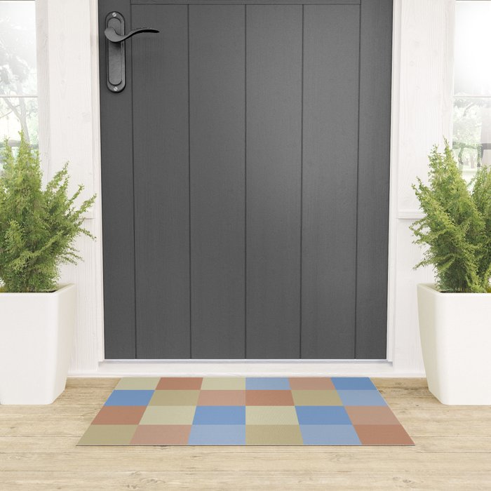 Bold Muted Checks Pattern - Large VII Welcome Mat Gallery Image 3
