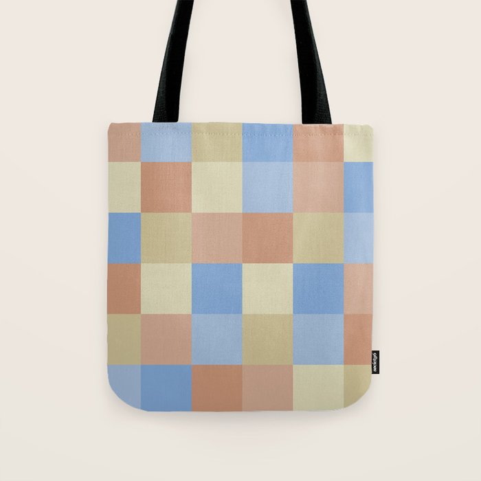 Bold Muted Checks Pattern - Large VII Tote Bag Gallery Image 1