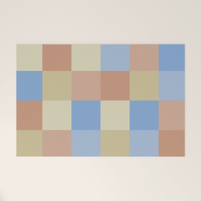 Bold Muted Checks Pattern - Large VII Welcome Mat Gallery Image 1