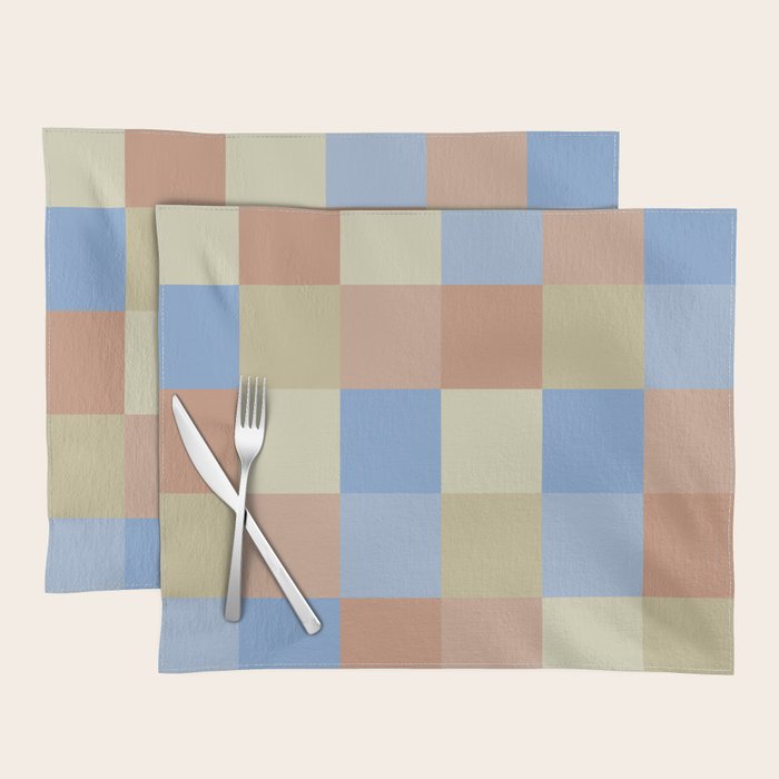 Bold Muted Checks Pattern - Large VII Placemat Gallery Image 1