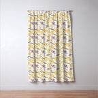 Honey Bees and Flowers - Yellow and Lavender Purple Window Curtain Gallery Image 3