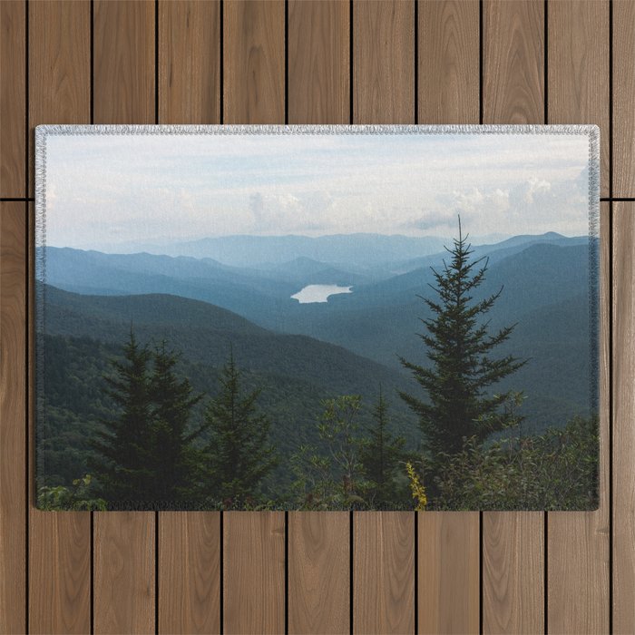 Smoky Mountain National Park -  Mountain Lake Landscape Outdoor Rug Gallery Image 1