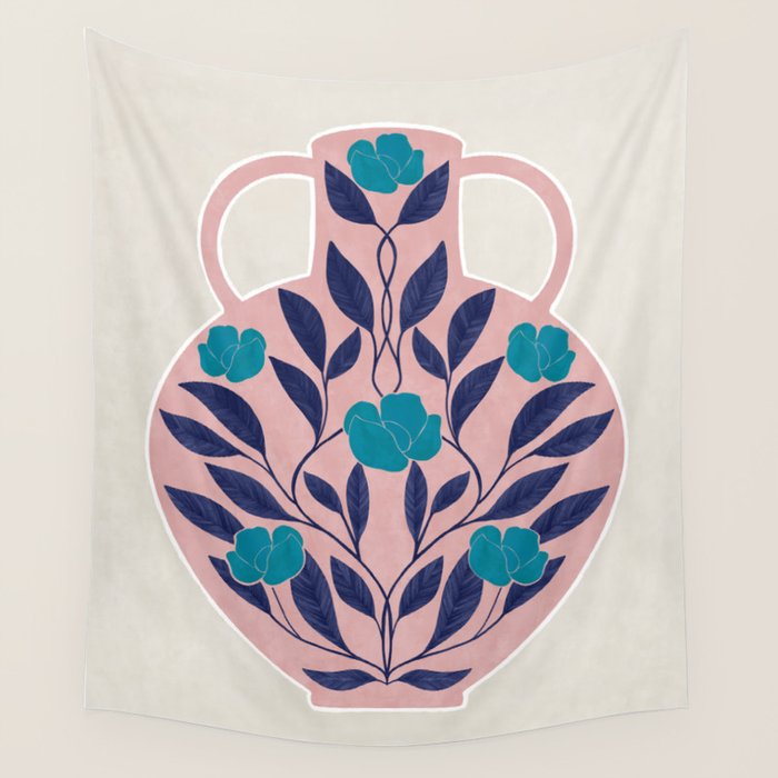 Vase of roses Wall Tapestry Gallery Image 1