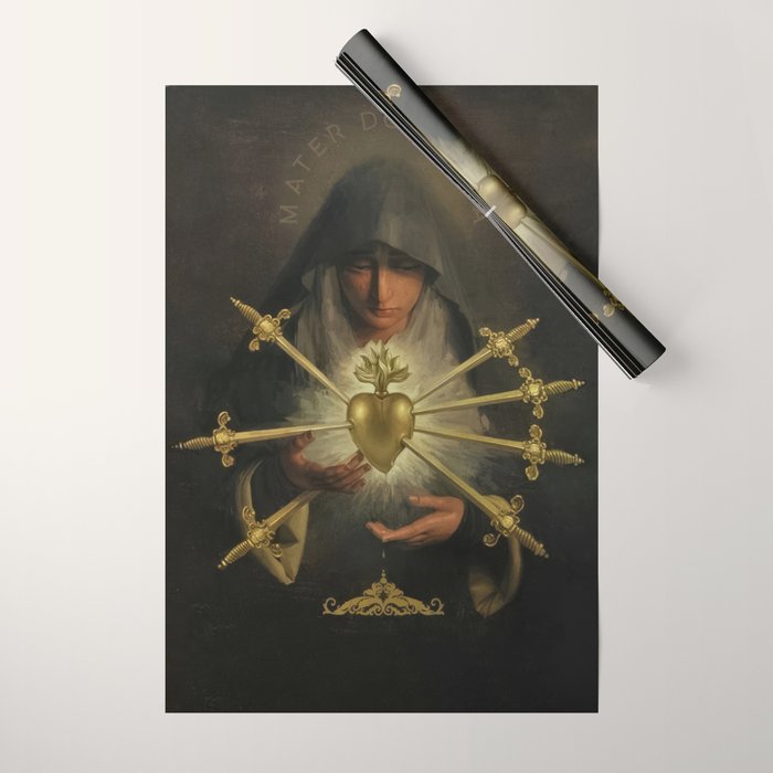 Our Lady of Sorrows Mater Dolorosa Mary Painting Wrapping Paper Gallery Image 1