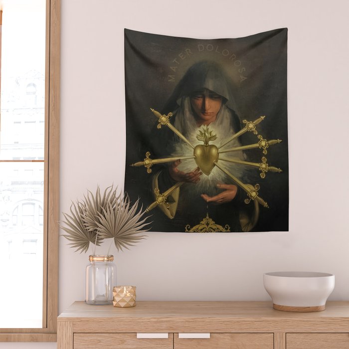 Our Lady of Sorrows Mater Dolorosa Mary Painting Wall Tapestry Gallery Image 2