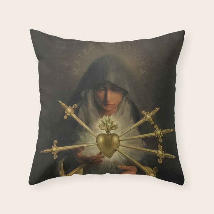 Our Lady of Sorrows Mater Dolorosa Mary Painting Throw Pillow Gallery Image 1