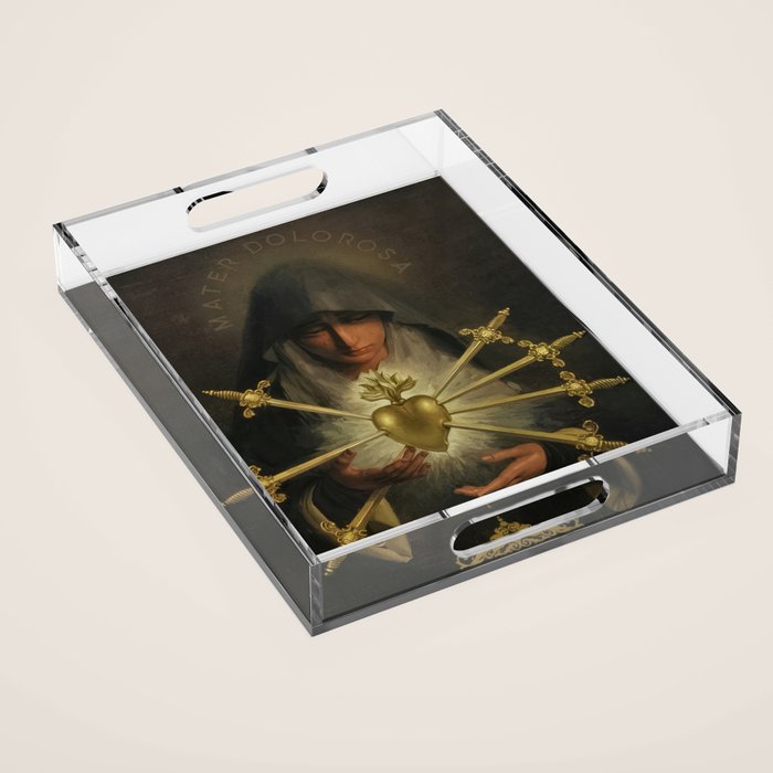 Our Lady of Sorrows Mater Dolorosa Mary Painting Acrylic Tray Gallery Image 1