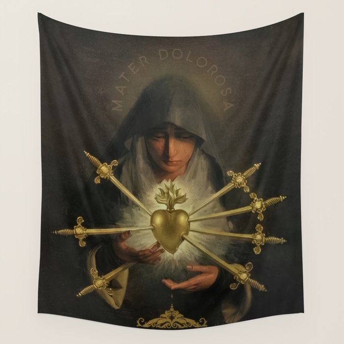 Our Lady of Sorrows Mater Dolorosa Mary Painting Wall Tapestry Gallery Image 4