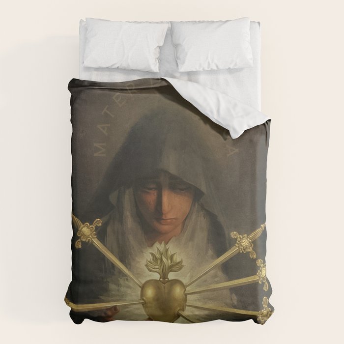 Our Lady of Sorrows Mater Dolorosa Mary Painting Duvet Cover Gallery Image 6