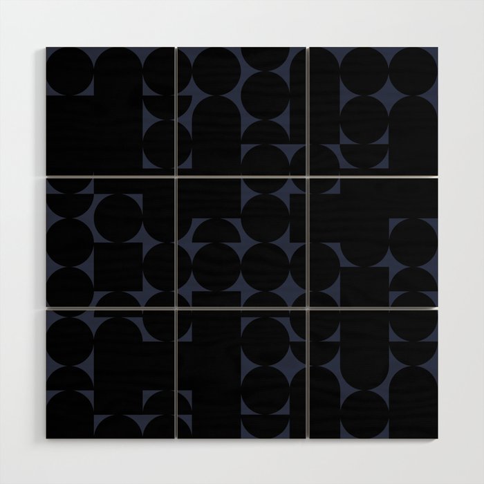 Midcentury modern geometric 01 black Wood Wall Art Gallery Image 1