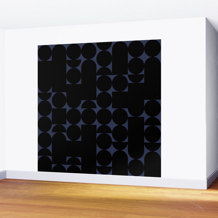 Midcentury modern geometric 01 black Wall Mural Gallery Image 2