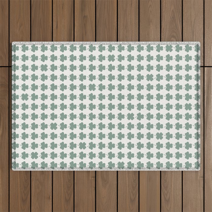 Clovers XXXII Sage Green Botanical Pattern Outdoor Rug Gallery Image 1