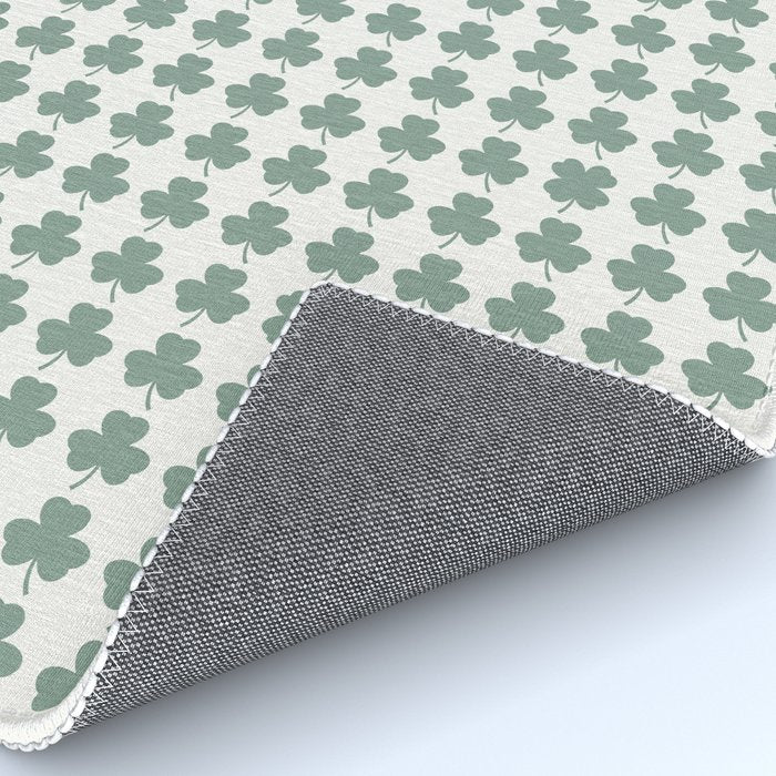 Clovers XXXII Sage Green Botanical Pattern Rug Gallery Image 4