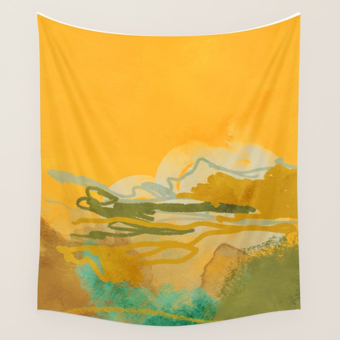 hot summer days landscape abstract Wall Tapestry Gallery Image 1