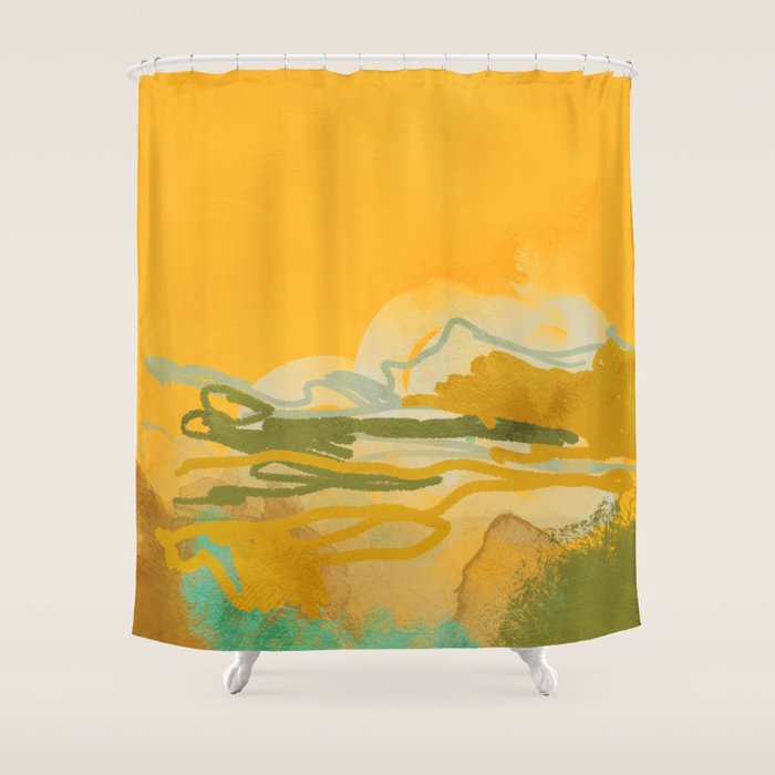 hot summer days landscape abstract Shower Curtain Gallery Image 1