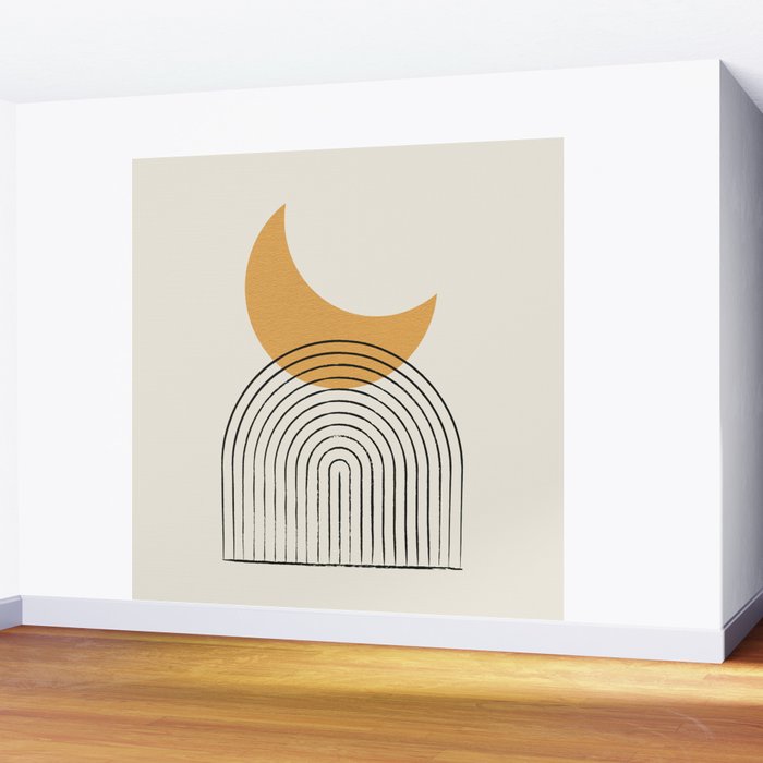 Moon mountain gold - Mid century style Wall Mural Gallery Image 2