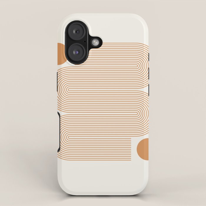 Minimalist Nesting Race Tracks Geometric Wiggly Line Pattern Orange Colors Bohemian Boho Mid Century Modern iPhone Case Gallery Image 1