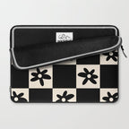 Flower Check Checkerboard Geometric Floral Pattern Black and Almond Cream Laptop Sleeve Gallery Image 2