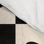 Flower Check Checkerboard Geometric Floral Pattern Black and Almond Cream Comforter Gallery Image 4