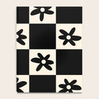 Flower Check Checkerboard Geometric Floral Pattern Black and Almond Cream Notebook Gallery Image 4