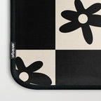 Flower Check Checkerboard Geometric Floral Pattern Black and Almond Cream Laptop Sleeve Gallery Image 3