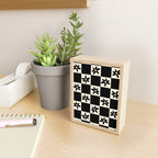 Flower Check Checkerboard Geometric Floral Pattern Black and Almond Cream Mini Art Print Gallery Image 2