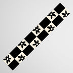Flower Check Checkerboard Geometric Floral Pattern Black and Almond Cream Table Runner Gallery Image 3