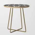 Flower Check Checkerboard Geometric Floral Pattern Black and Almond Cream Side Table Gallery Image 1