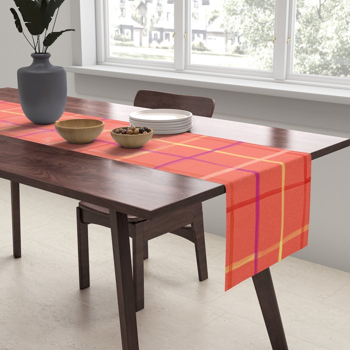 Abstract Tennis Net Pattern in Rosey Red Table Runner Gallery Image 2