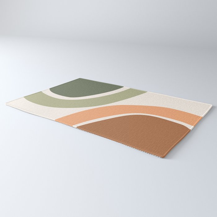 Abstract Shapes 55 in Sage Green and Terracotta (Rainbow Abstraction) Rug Gallery Image 3