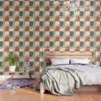 Abstract Shapes 55 in Sage Green and Terracotta (Rainbow Abstraction) Wallpaper Gallery Image 3