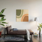 Abstract Shapes 55 in Sage Green and Terracotta (Rainbow Abstraction) Wood Wall Art Gallery Image 2