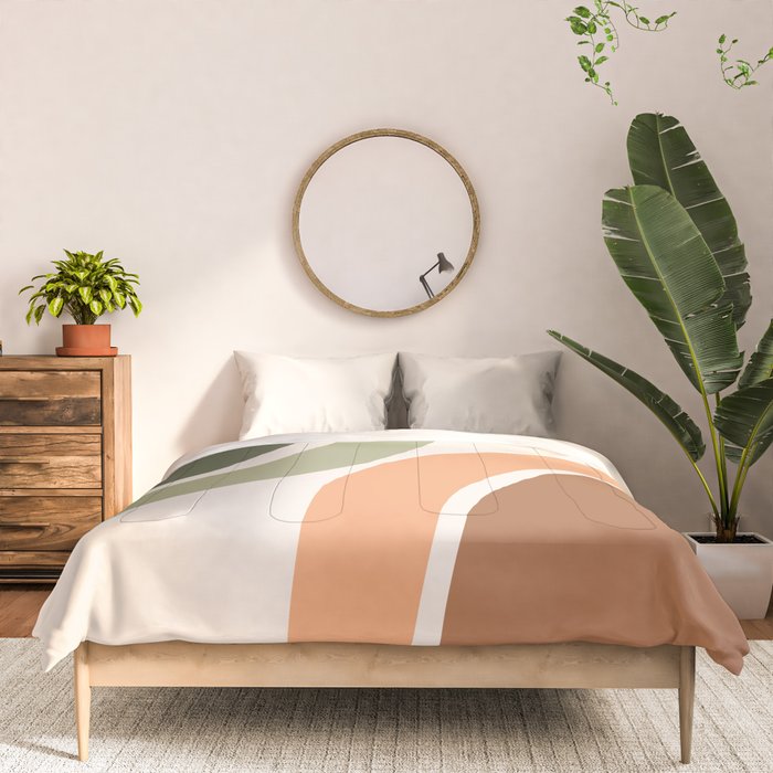 Abstract Shapes 55 in Sage Green and Terracotta (Rainbow Abstraction) Comforter Gallery Image 3