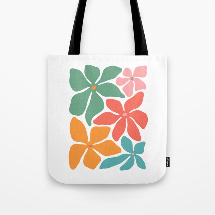 Abstract colorful vintage flower art Tote Bag Gallery Image 1
