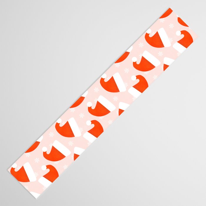 Santa Hats and Snowflakes on Pink Background Table Runner Gallery Image 3