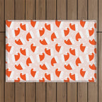 Santa Hats and Snowflakes on Pink Background Outdoor Rug Gallery Image 1