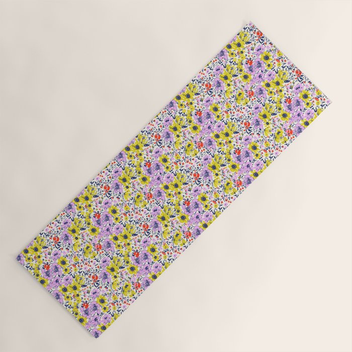Lovely and Wild - purple and yellow Yoga Mat Gallery Image 1