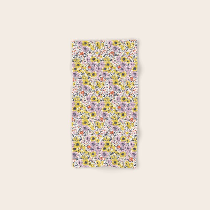 Lovely and Wild - purple and yellow Bath Towel Gallery Image 1