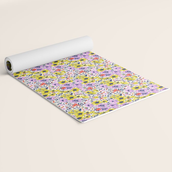 Lovely and Wild - purple and yellow Yoga Mat Gallery Image 2