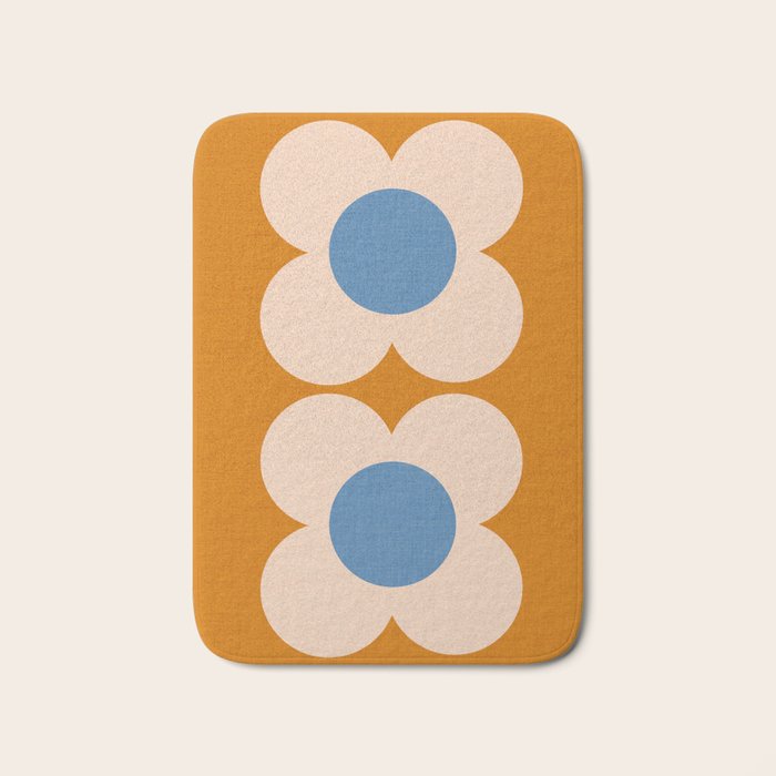 Retro Blossom - tangerine blue Bath Mat Gallery Image 1