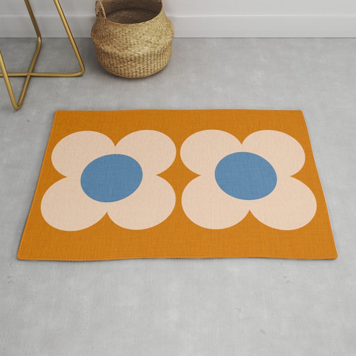 Retro Blossom - tangerine blue Rug Gallery Image 1