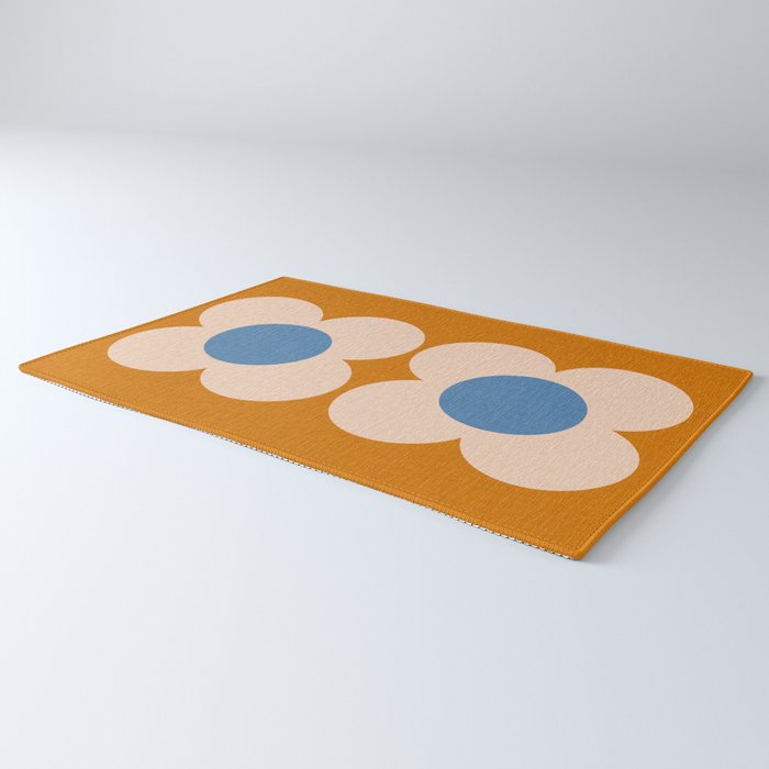 Retro Blossom - tangerine blue Rug Gallery Image 3
