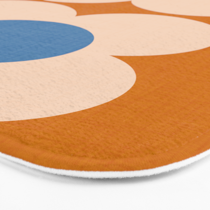 Retro Blossom - tangerine blue Bath Mat Gallery Image 3